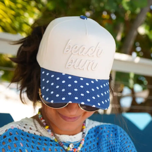 Beach Bum - Navy Polka Dot Hat