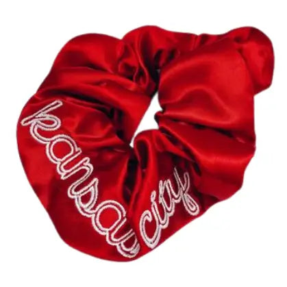 Kansas City Red Embroidered Super Scrunchie