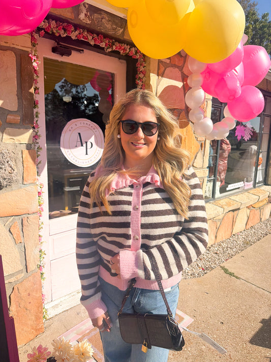 Diana Pink Striped Sweater
