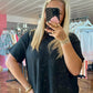 Corded Rib Short Sleeve Tee & Short Set Black