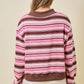 Donna Pink Striped Mockneck