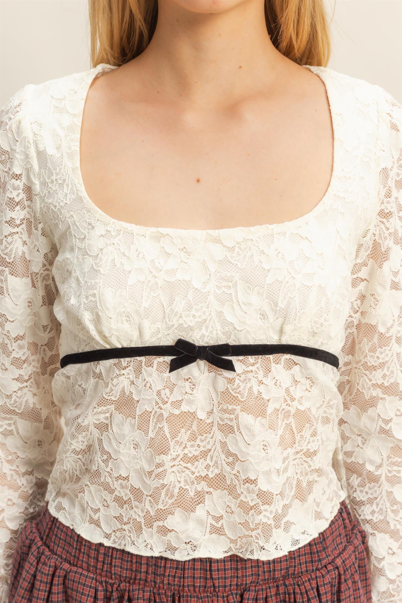 Hannah Ribbon Detail Lace Top