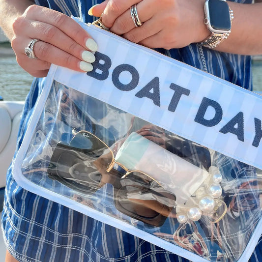 Boat Day - Blue Stripes Clear Pouch