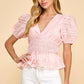 Tara Pink Smocked Top