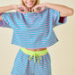 Deann Turquoise Striped Set Top