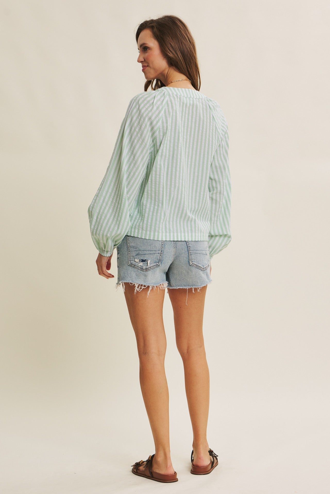 Isla Green Stripe Blouse