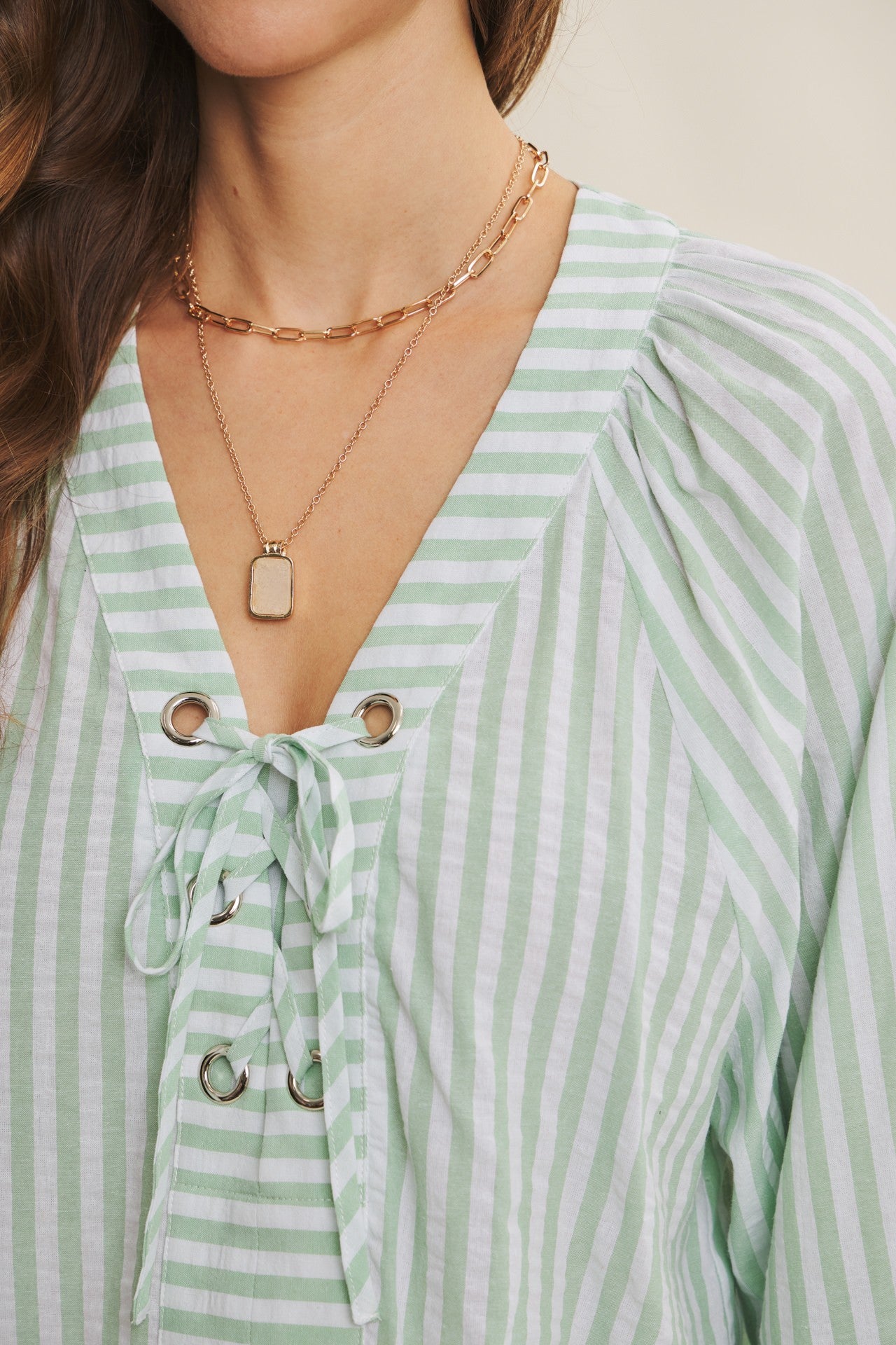 Isla Green Stripe Blouse