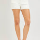 Risen Cream High Rise Scalloped Eyelet Embroidered Pockets