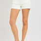 Risen Cream High Rise Scalloped Eyelet Embroidered Pockets