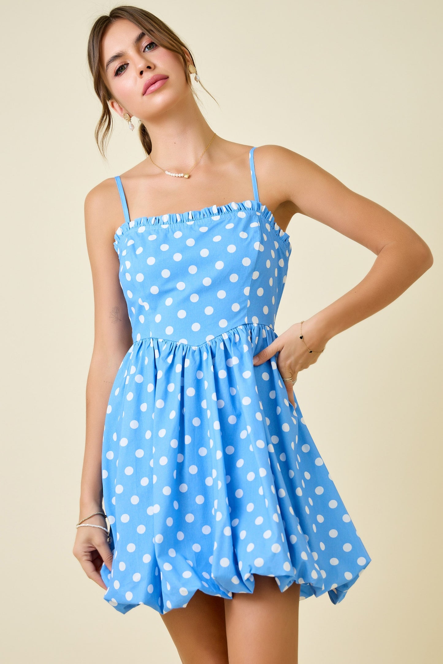 Deliah Blue Polka Dot Bubble Dress