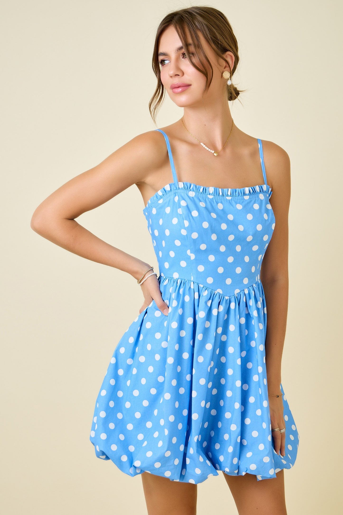 Deliah Blue Polka Dot Bubble Dress