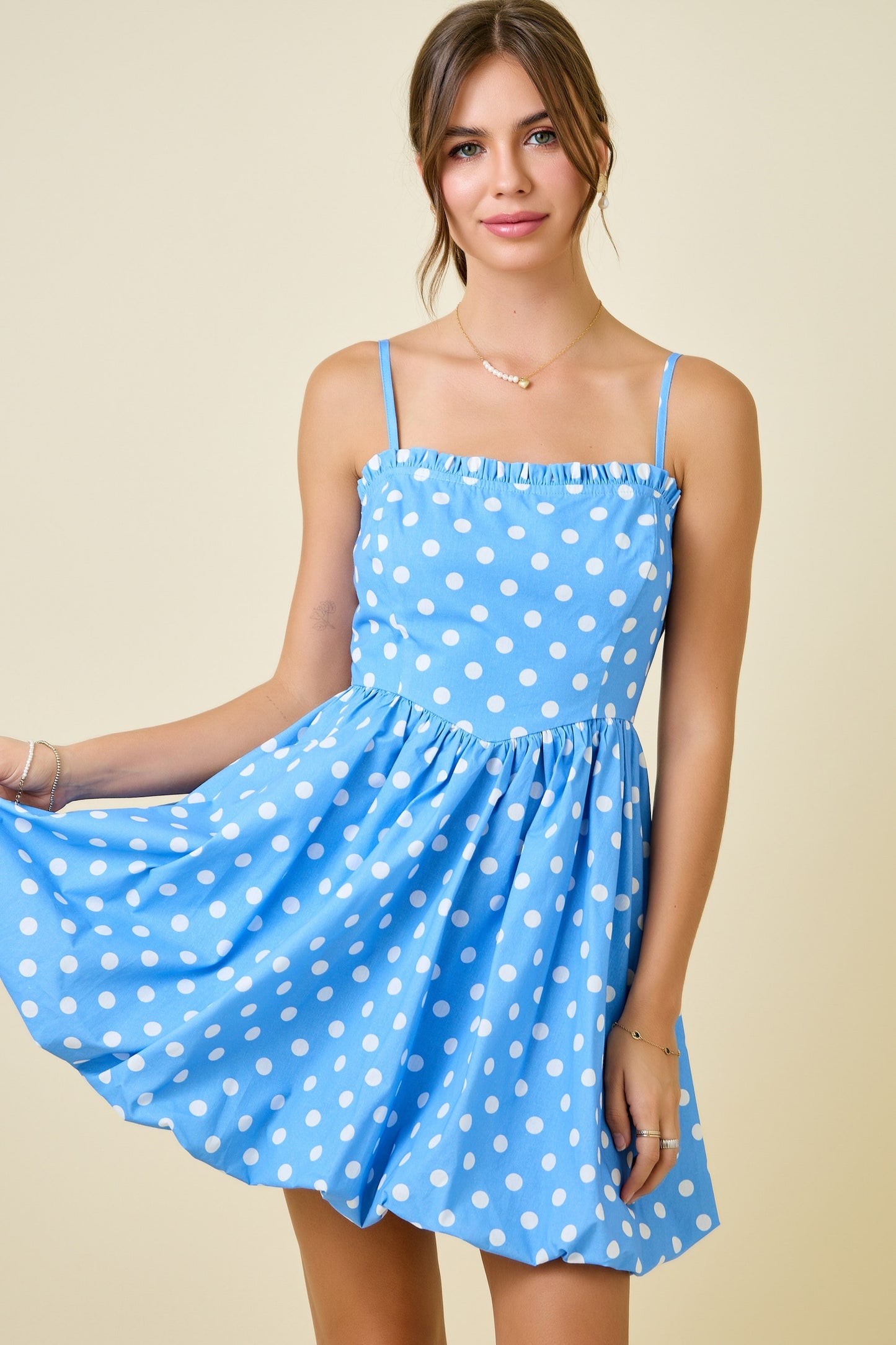 Deliah Blue Polka Dot Bubble Dress