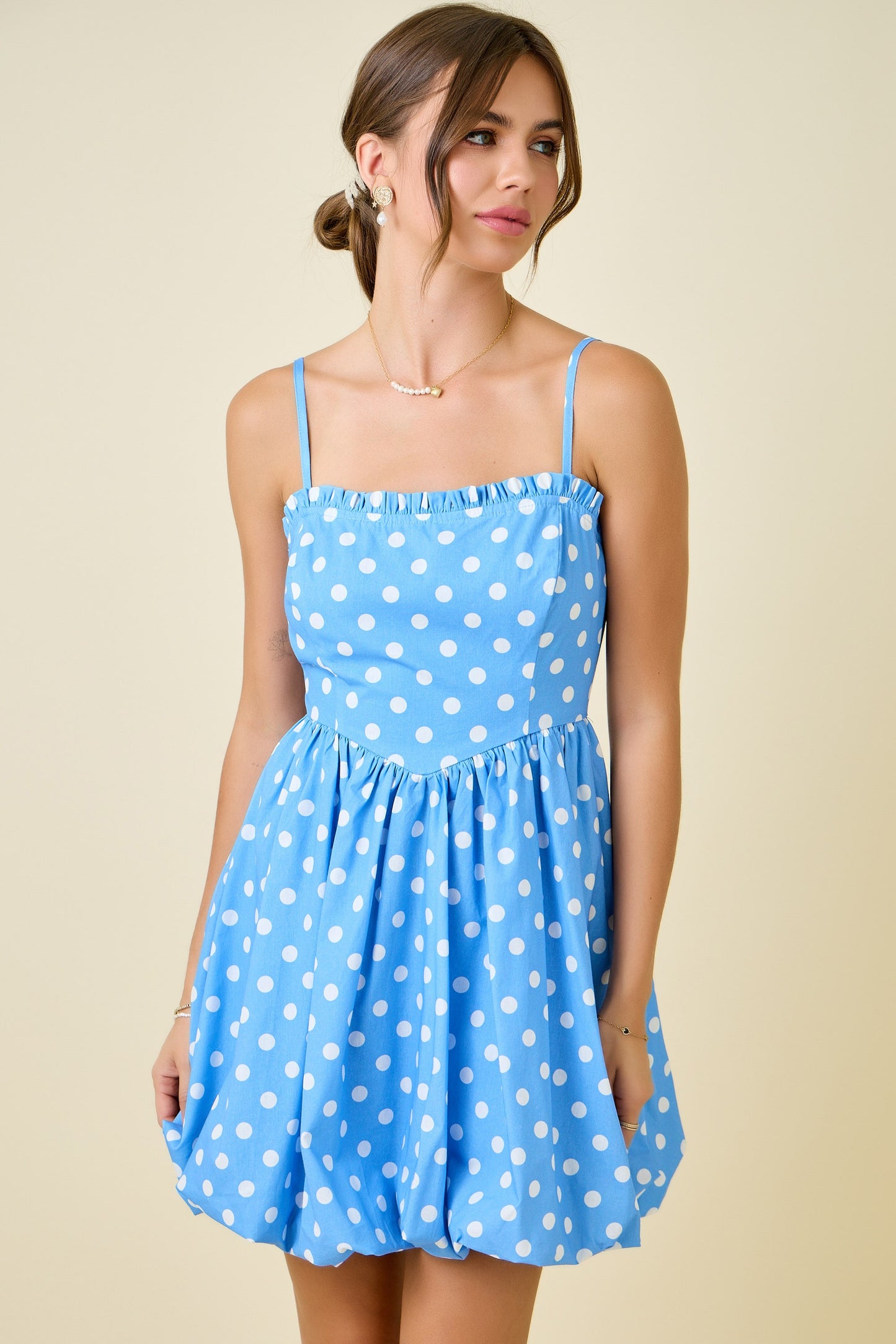 Deliah Blue Polka Dot Bubble Dress