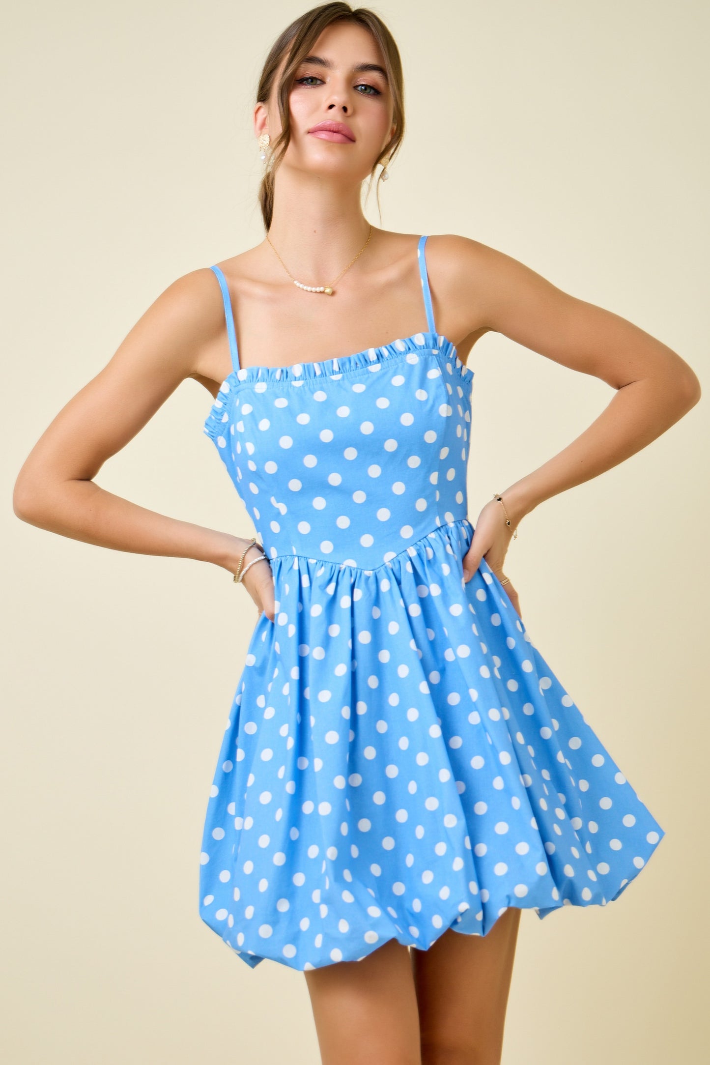 Deliah Blue Polka Dot Bubble Dress