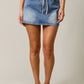 Lara Mid Waist Denim Skirt With Gingham Waist
