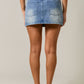 Lara Mid Waist Denim Skirt With Gingham Waist