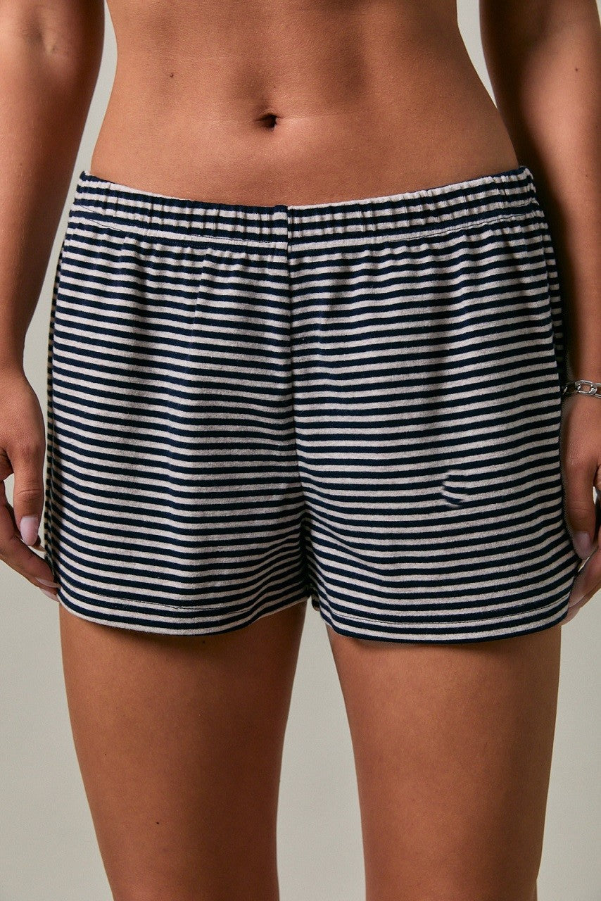Lana Navy Oatmeal Stripe Set Shorts