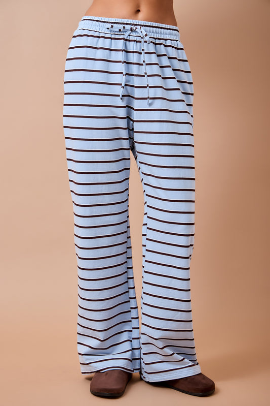 Daniella Blue and Brown Stripe Set Pants