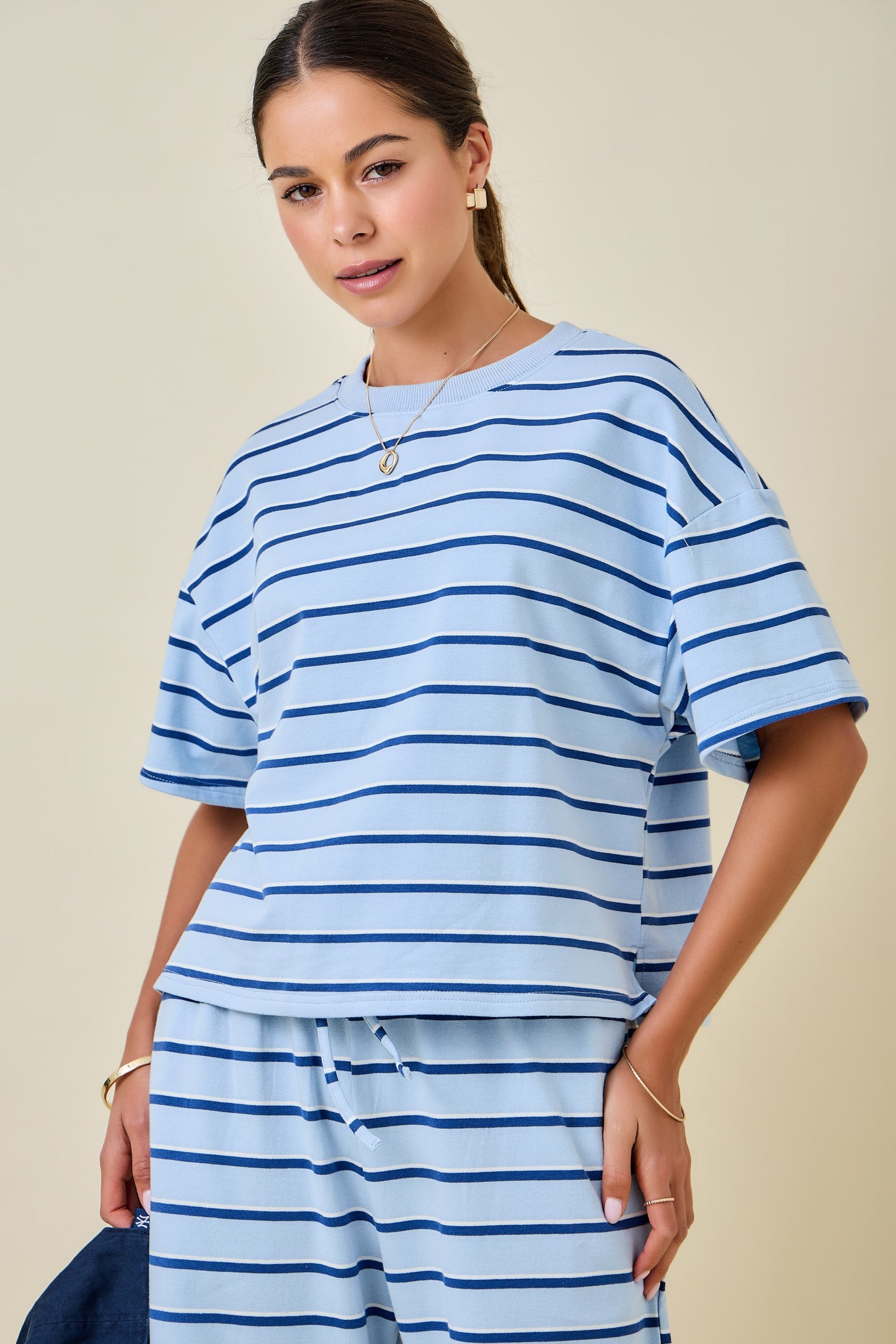 Dylan Striped Set Top Blue