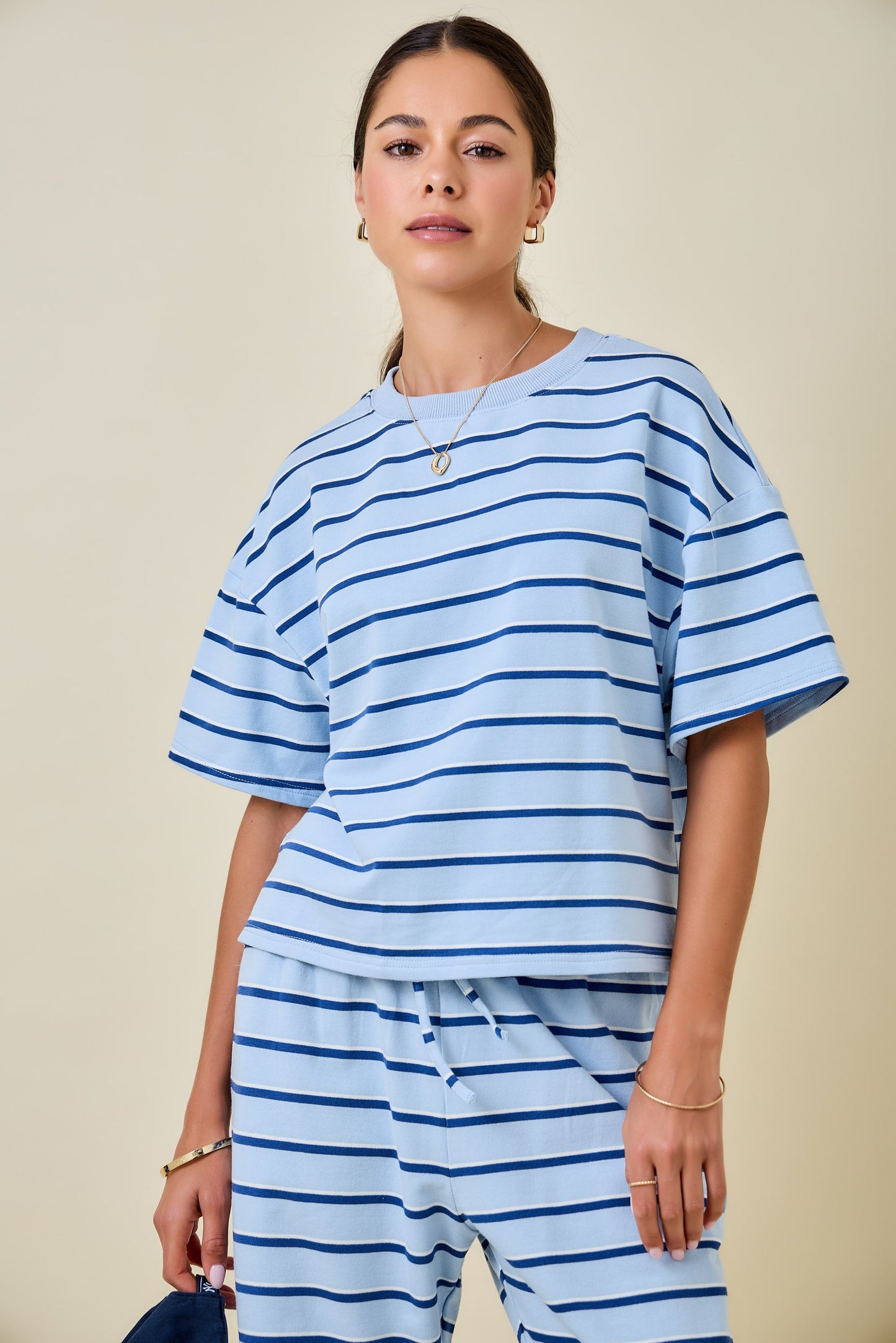 Dylan Striped Set Top Blue