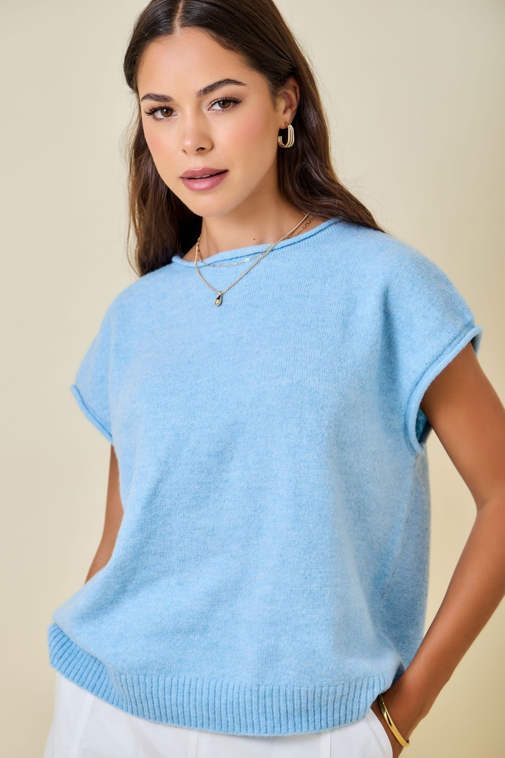 Diana Blue Cap Sleeve Sweater