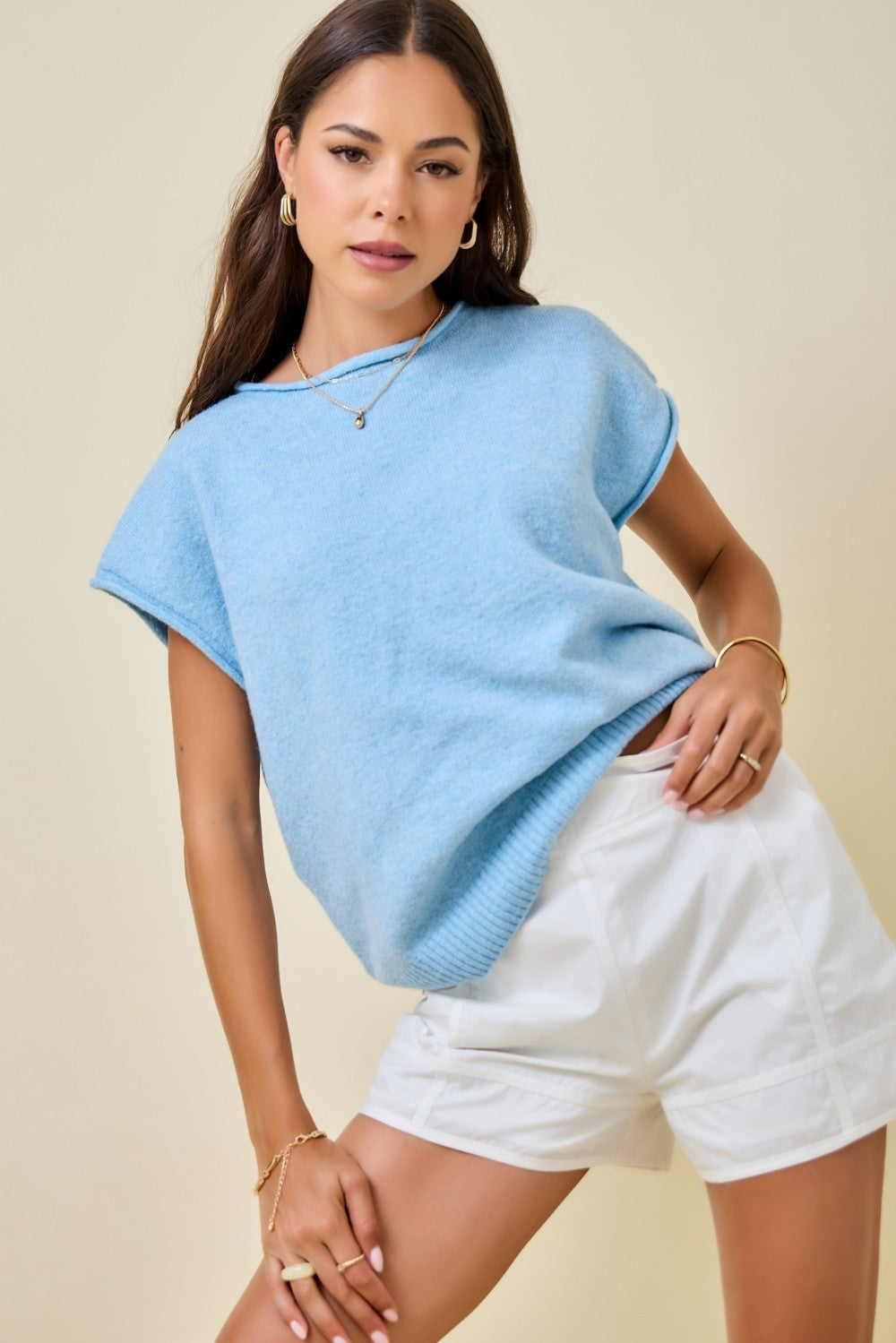 Diana Blue Cap Sleeve Sweater
