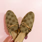 Tan Canvas Flat Slip-On Mules