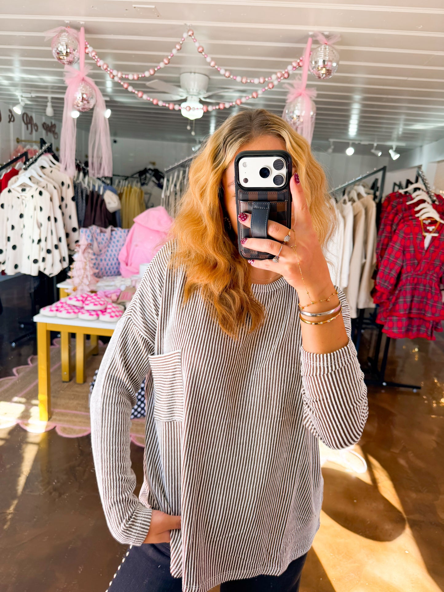 Ribbed Long Sleeve Top Brown