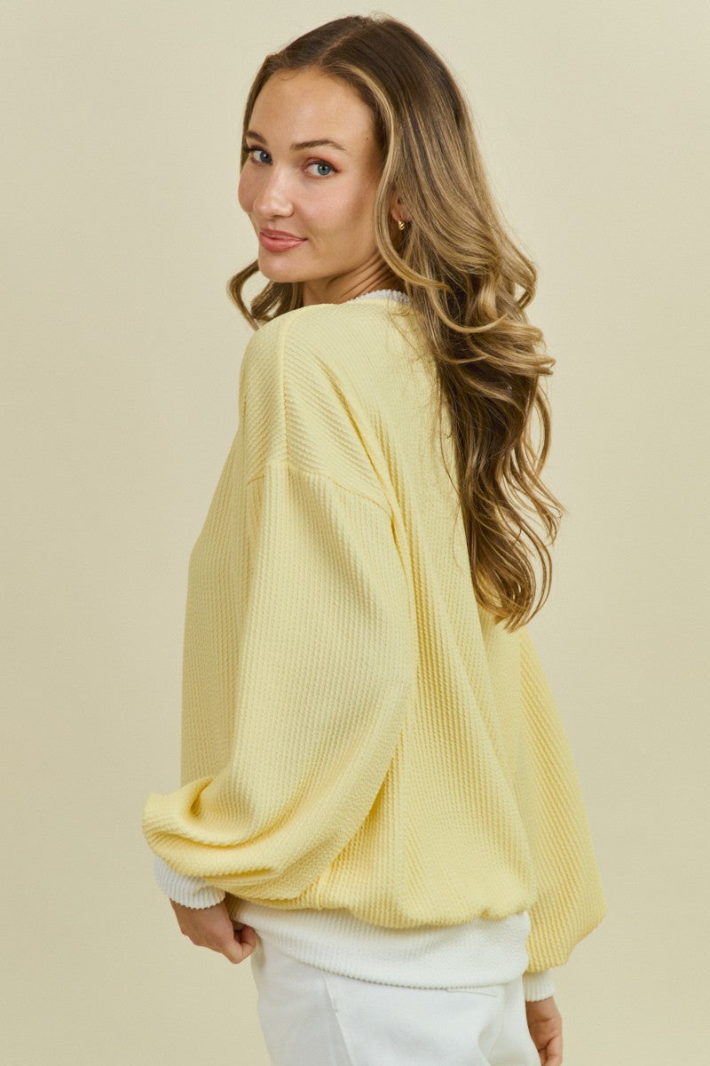 Lily Yellow Ribbed Top