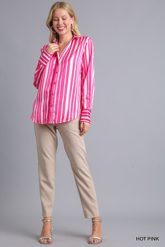 Gabby Hot Pink Striped Top