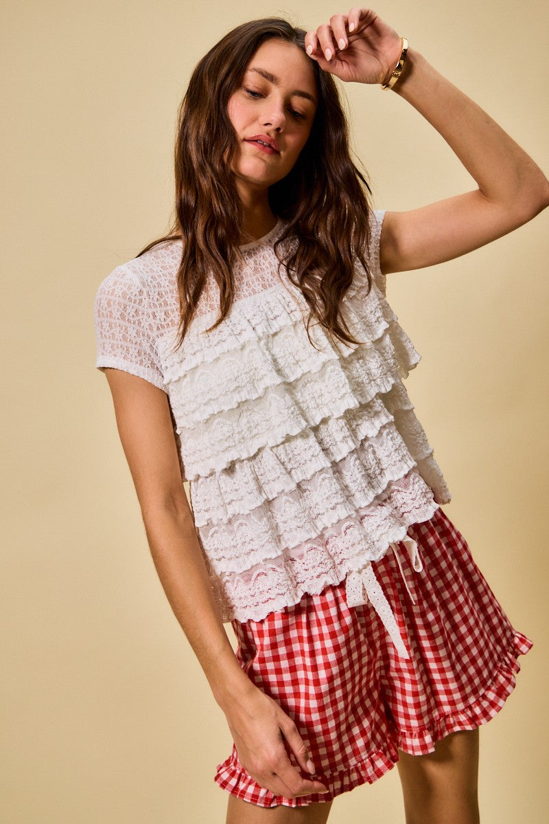 Sally Red Gingham Shorts