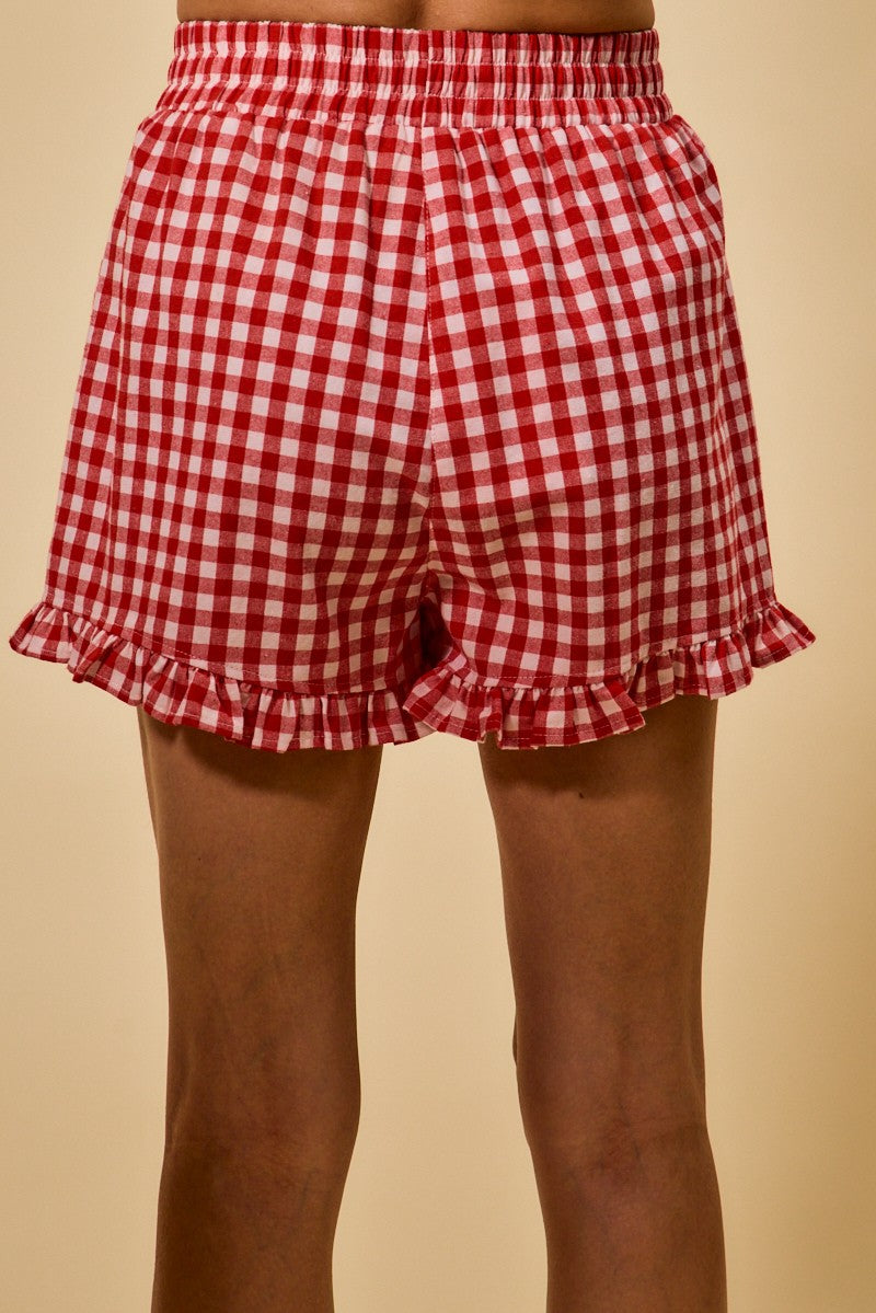 Sally Red Gingham Shorts