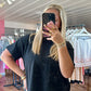 Corded Rib Short Sleeve Tee & Short Set Black