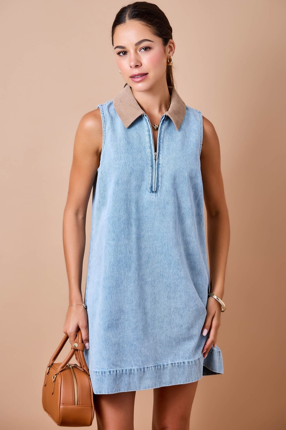 Daphne Denim Half Zip Dress