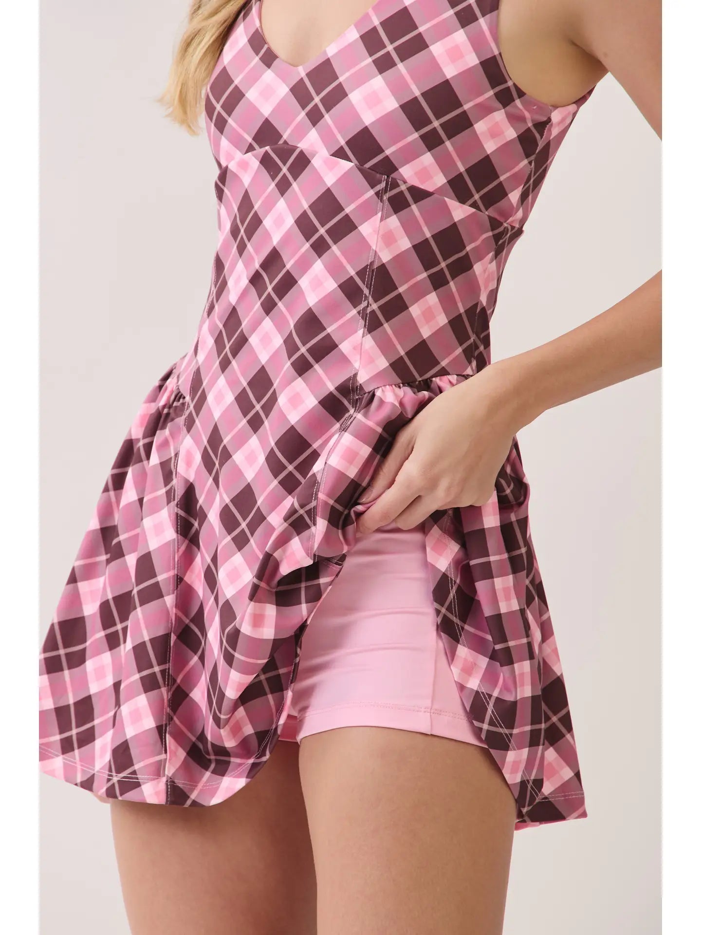 Tina Pink Plaid Athletic Dress