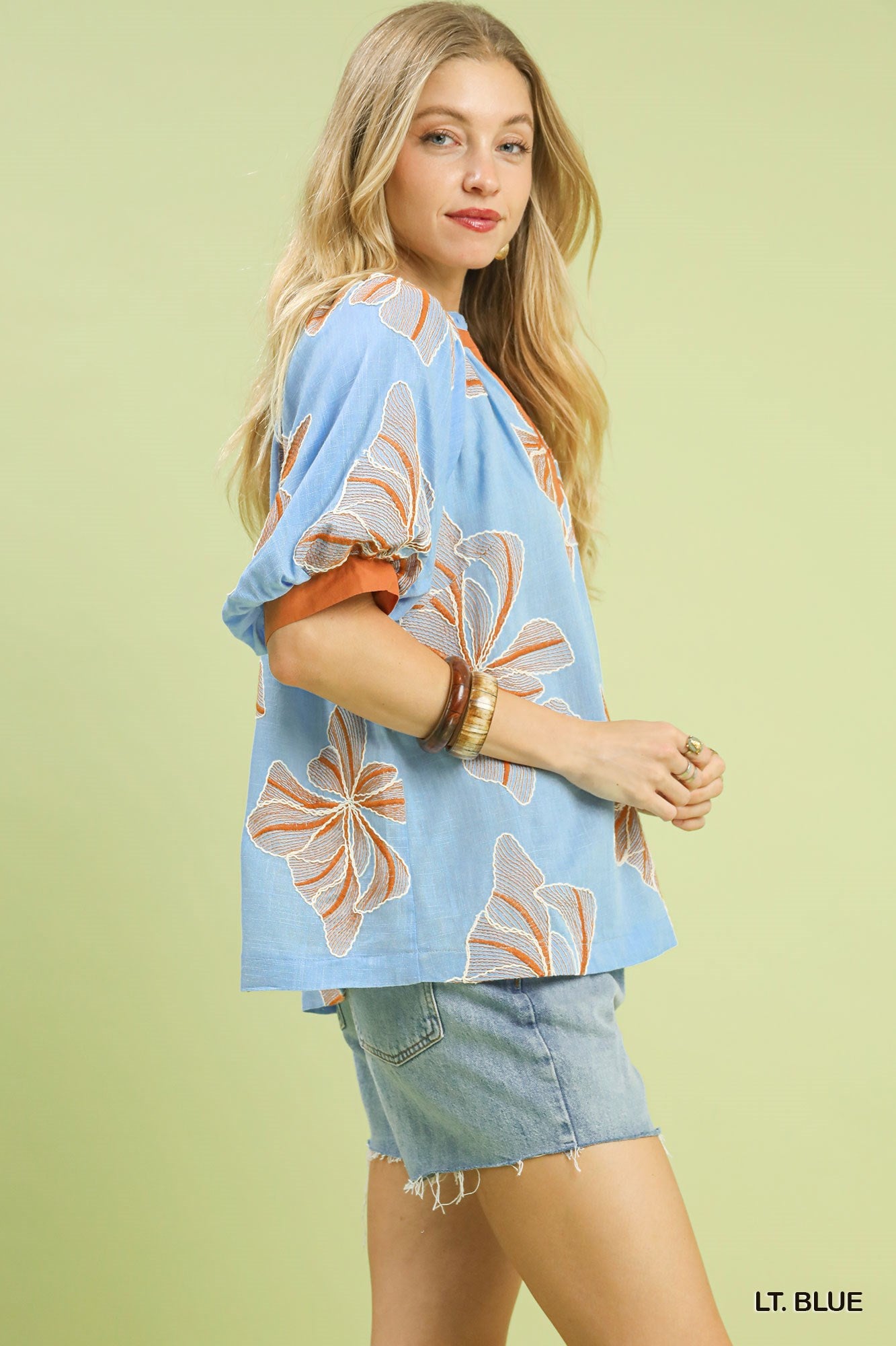 Gemma Blue Embroidered Top