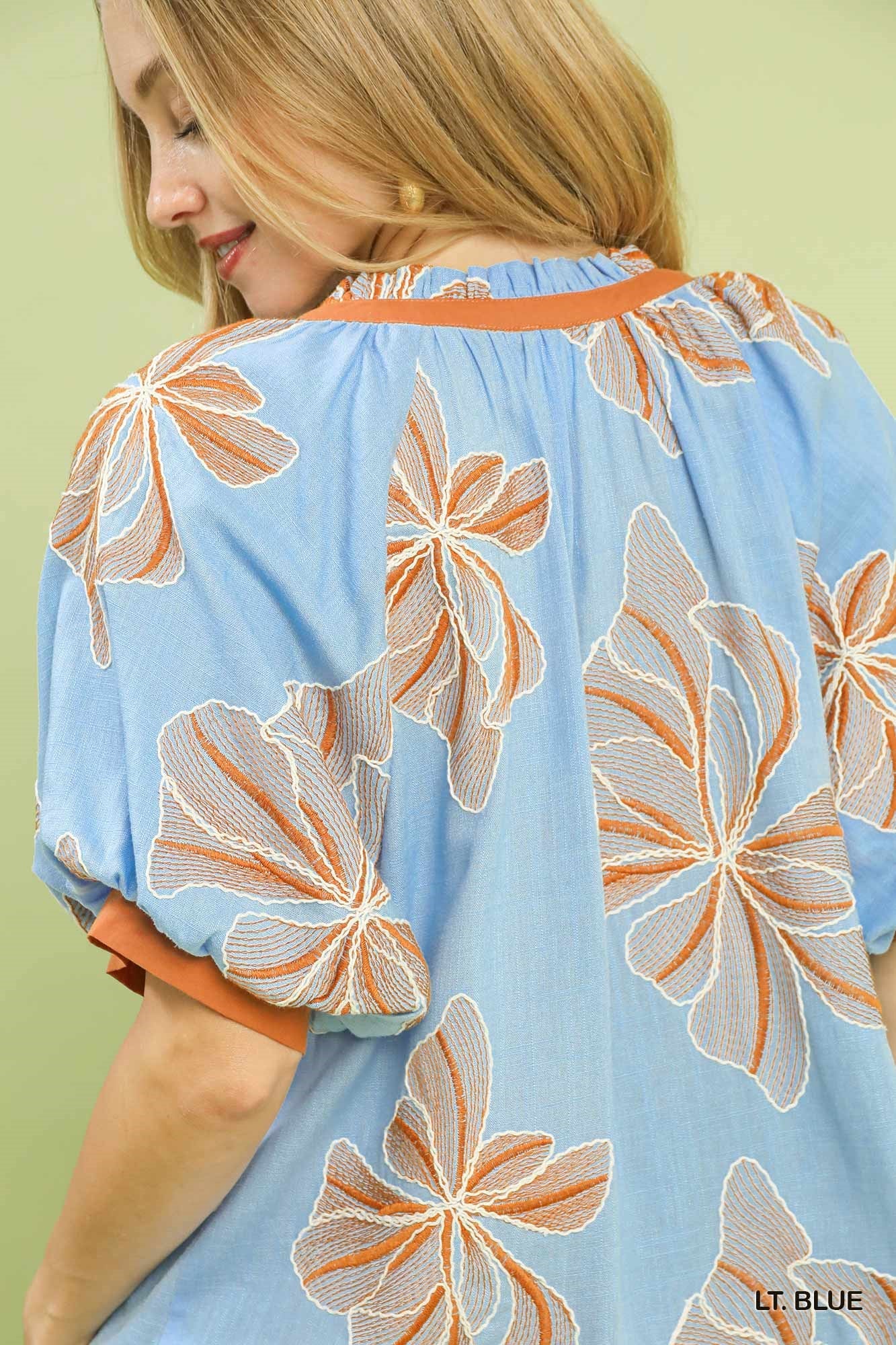 Gemma Blue Embroidered Top