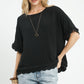 Gabrielle Black Scallop Top