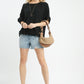 Gabrielle Black Scallop Top