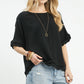 Gabrielle Black Scallop Top