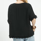 Gabrielle Black Scallop Top