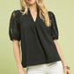 Greta Black Ruffle Top
