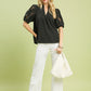 Greta Black Ruffle Top