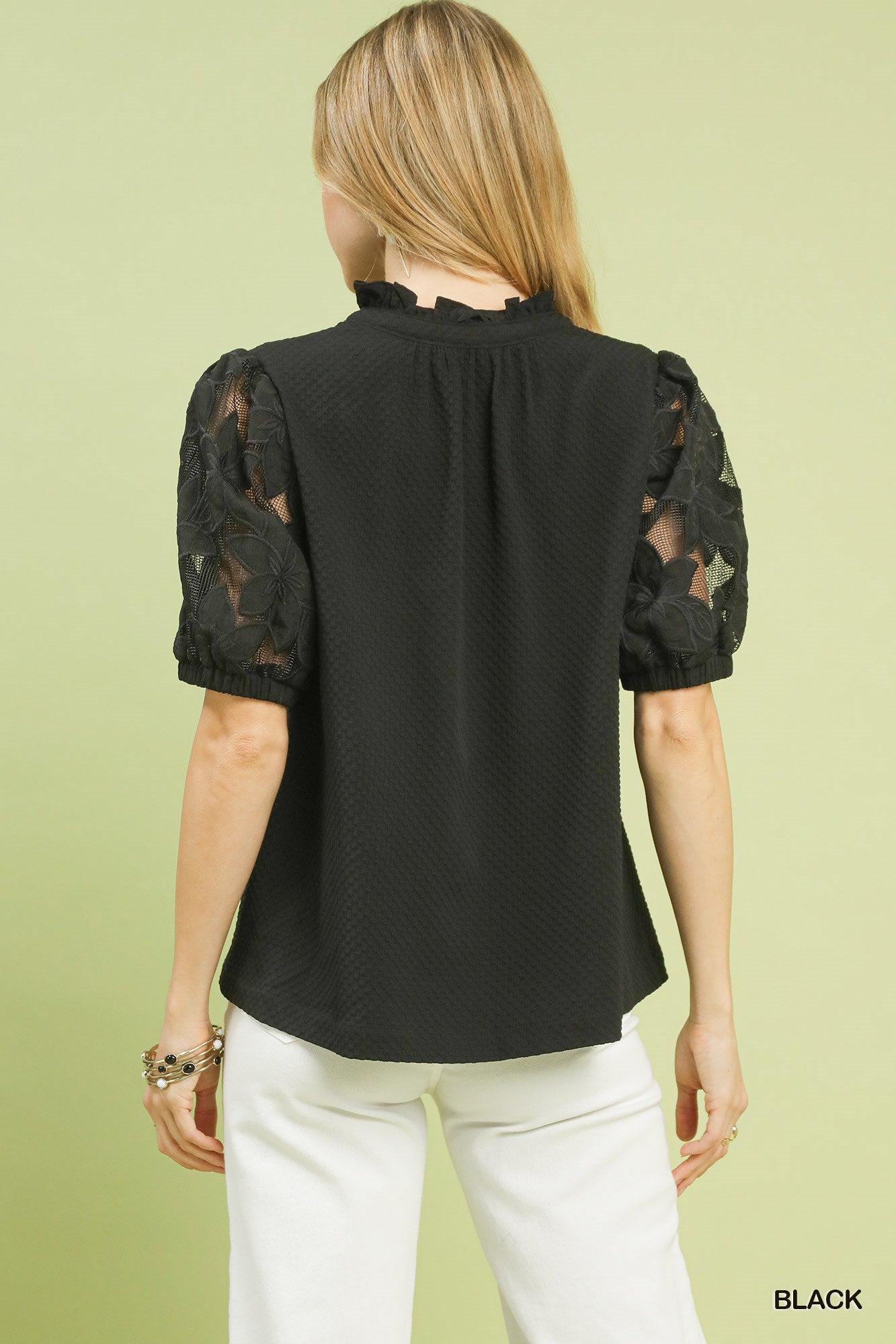 Greta Black Ruffle Top