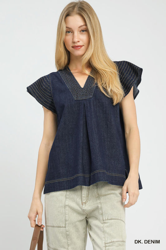 Gracelyn Dark Denim Top