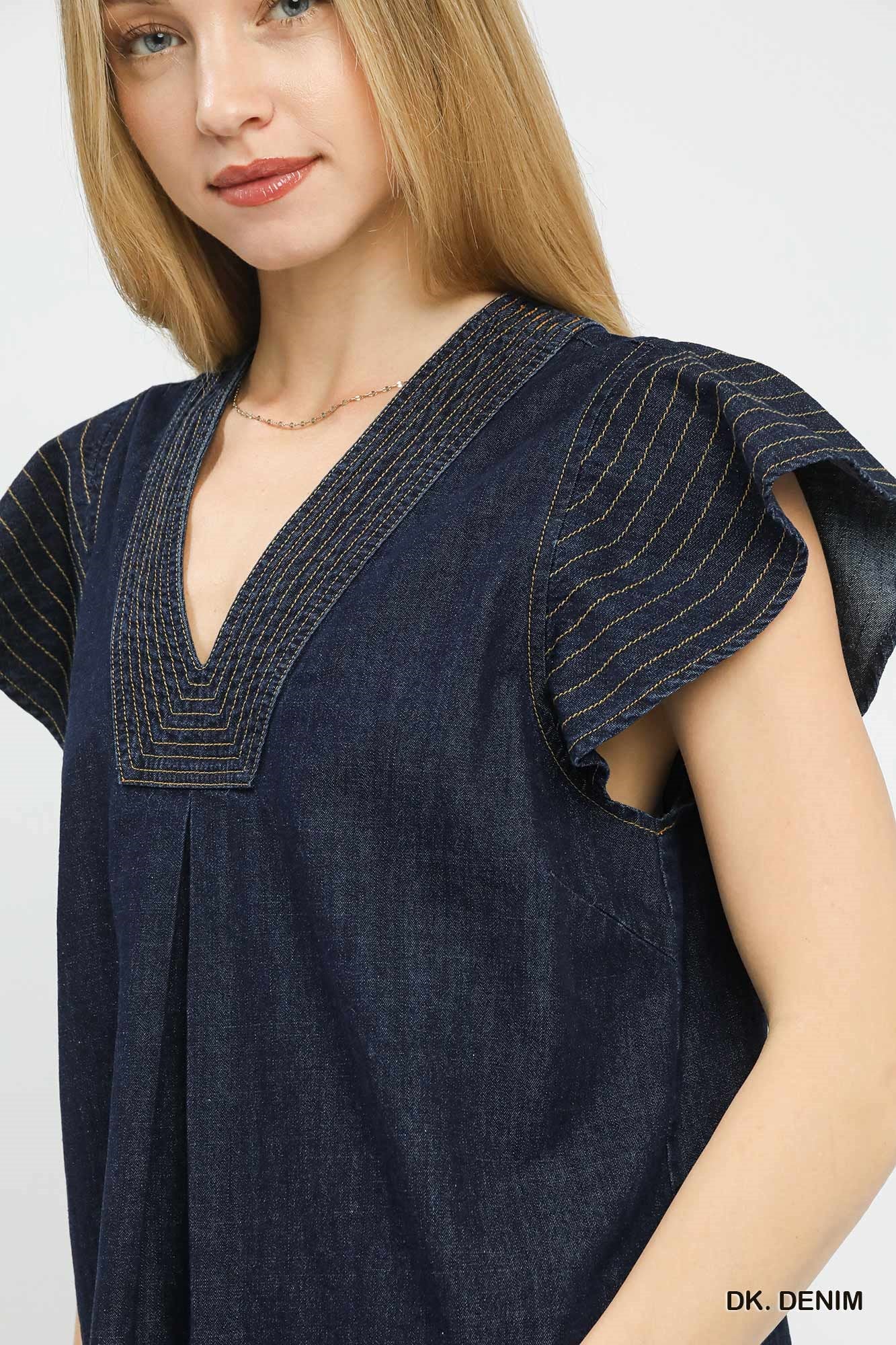 Gracelyn Dark Denim Top