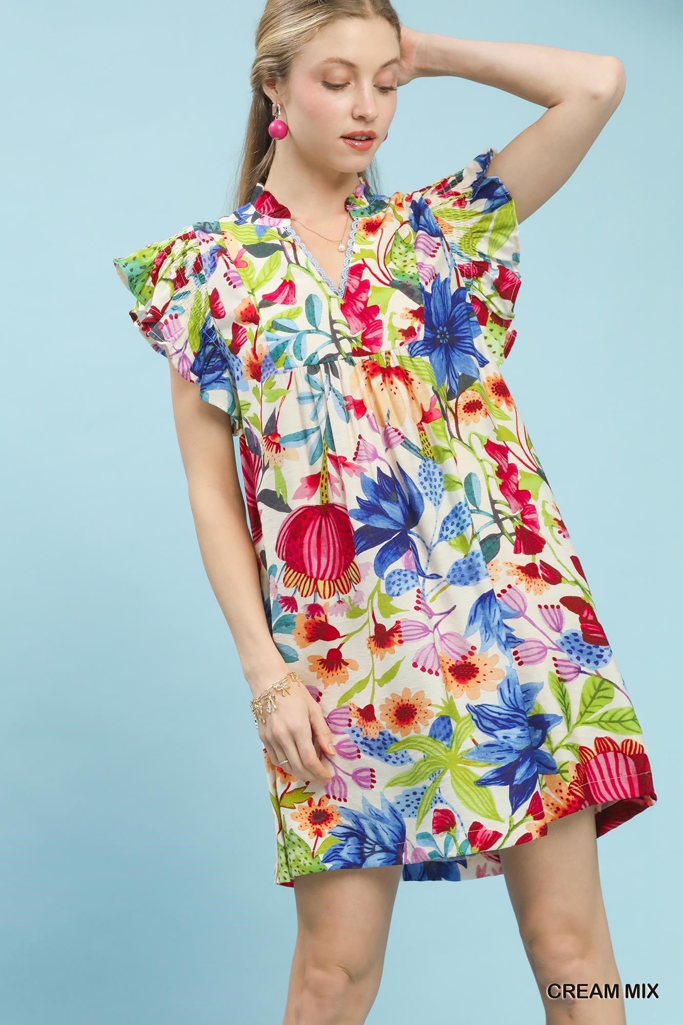 Gene Cream Floral Dress