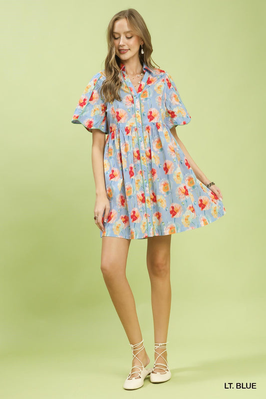 Gwen Blue Floral Dress