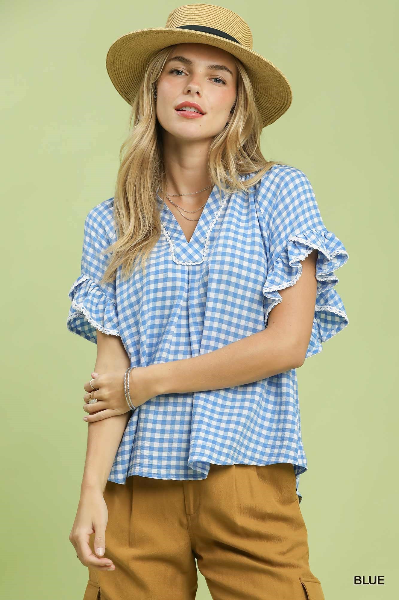 Giselle Blue Gingham Top