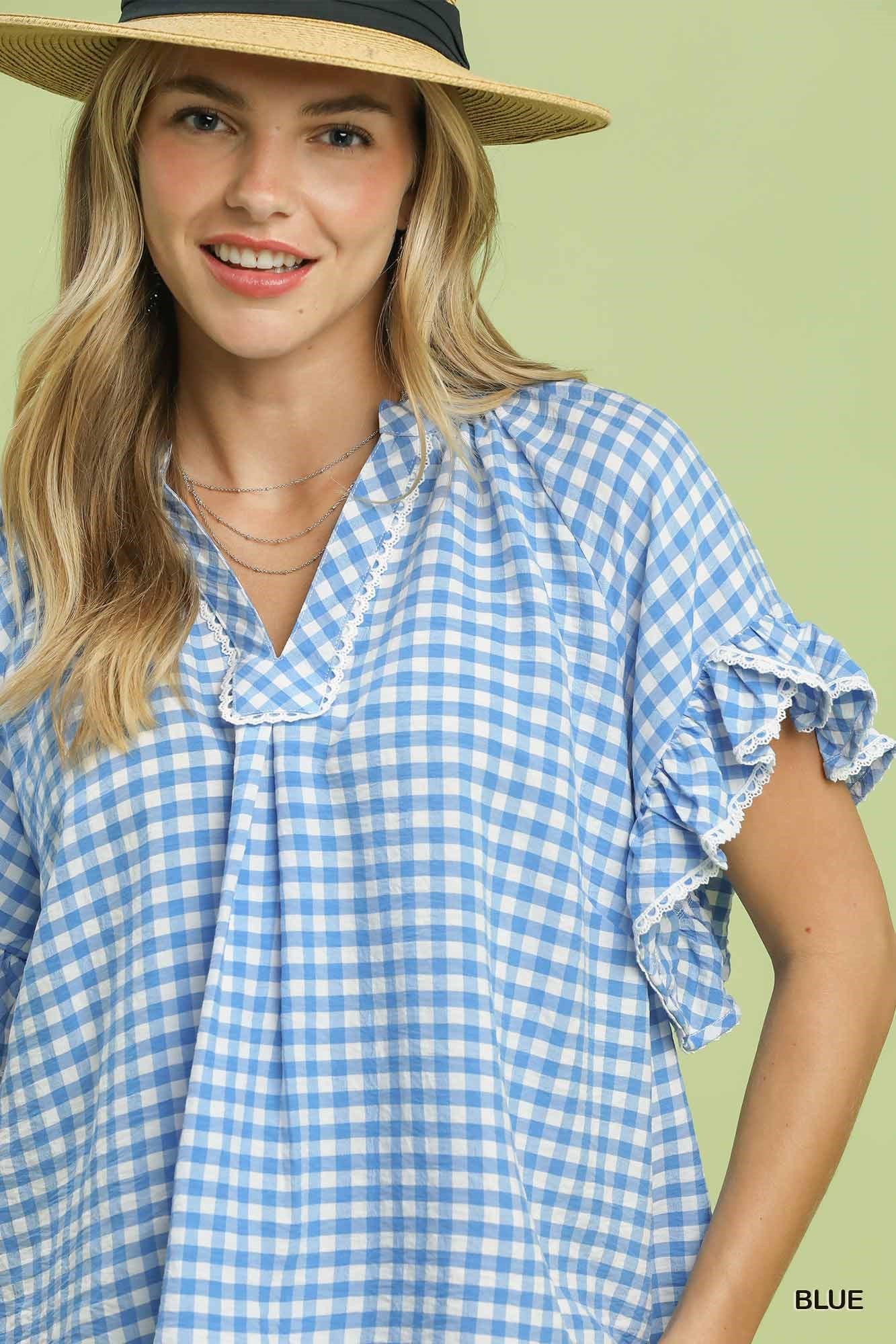 Giselle Blue Gingham Top